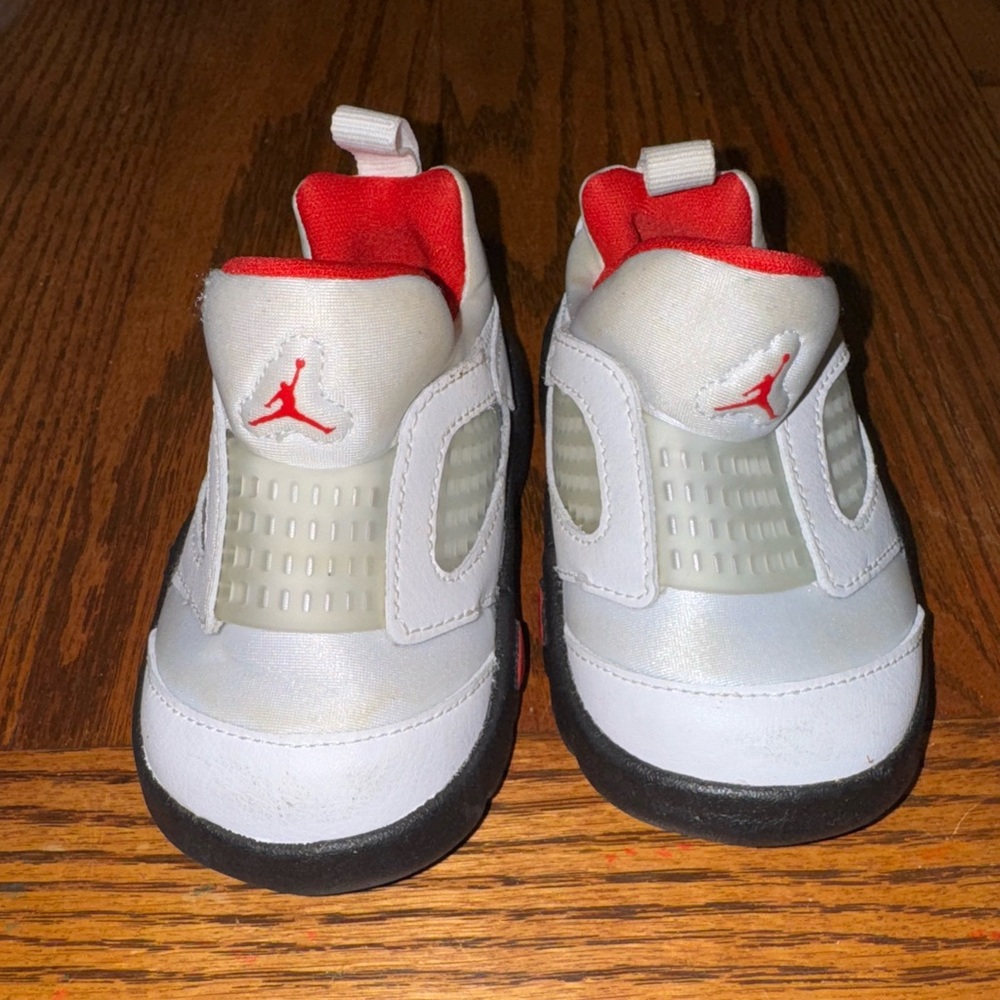 Jordan Red and White Retro 5 Little Flex Baby Shoes